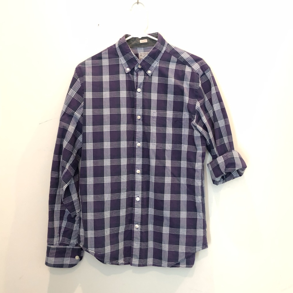 J. Crew Men's Medium Slim Purple Plaid Shirt